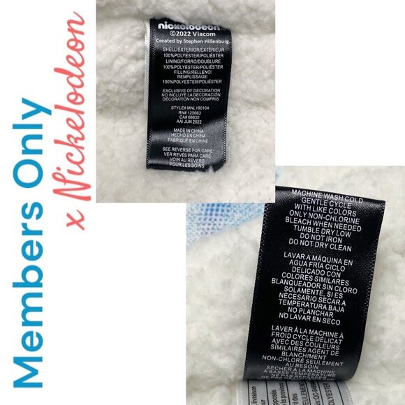 MEMBERS ONLY x NICKELODEON SPONGE BOB Full Zip Fleece Lined Puffer Jacket Medium - Picture 8 of 10